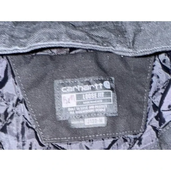 Carhartt Black Full Zip Quilted Lined Hooded Work Jacket Men Size‎ Medium